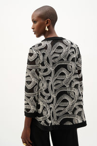Joseph Ribkoff Mesh Abstract Swing Jacket in Black 262207