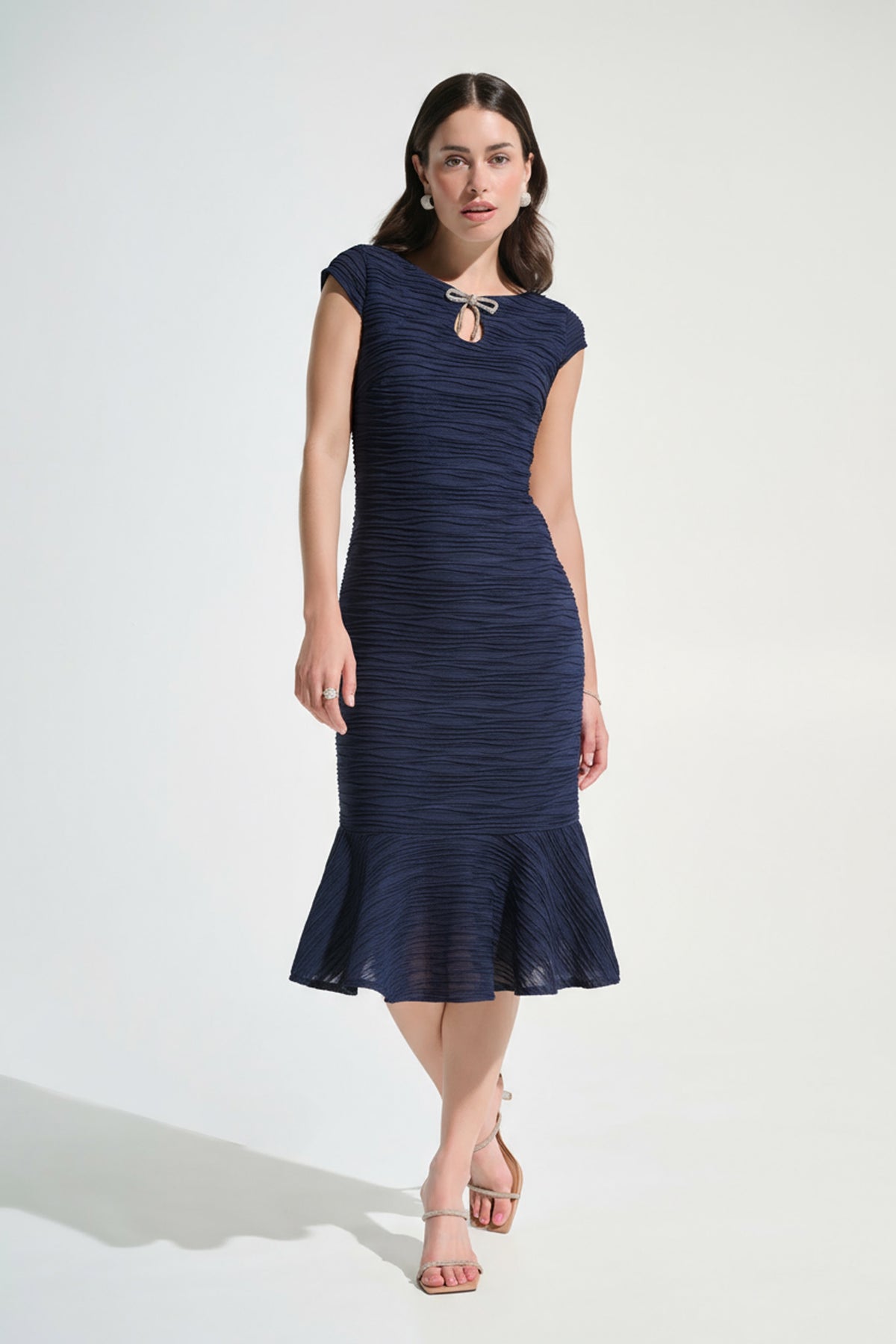 Signature by Joseph Ribkoff Lurex Bow Dress in Midnight 262703