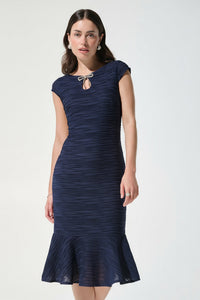 Signature by Joseph Ribkoff Lurex Bow Dress in Midnight 262703