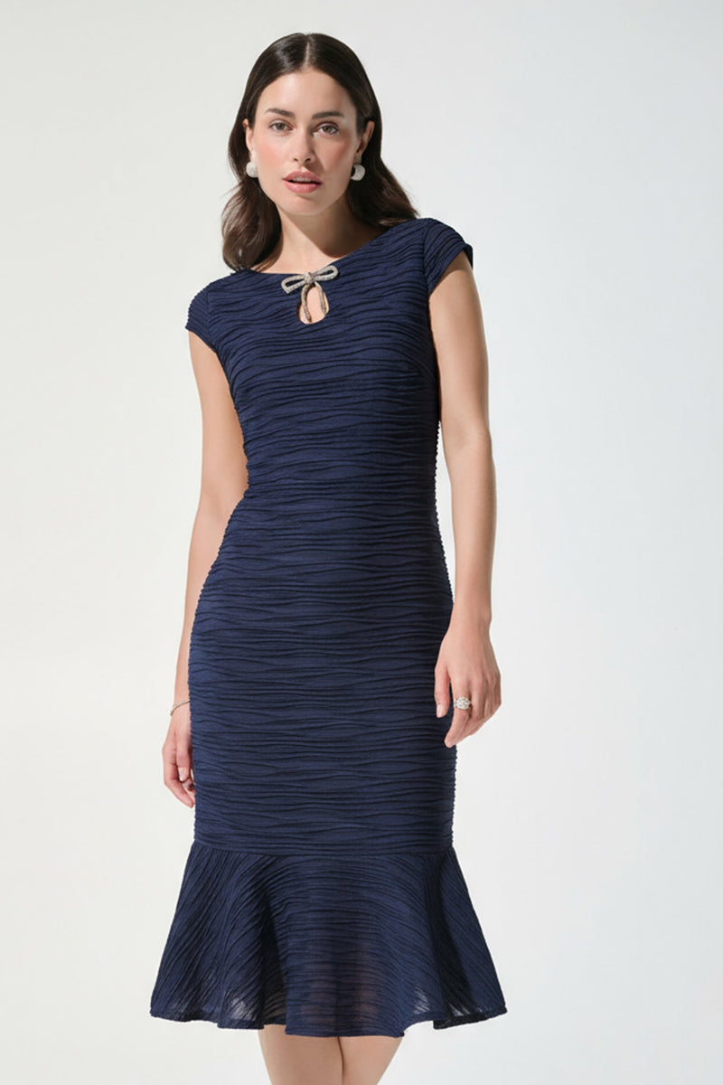 Signature by Joseph Ribkoff Lurex Bow Dress in Midnight 262703