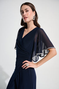 Signature by Joseph Ribkoff Rhinestone Trim Jumpsuit in Midnight 262716