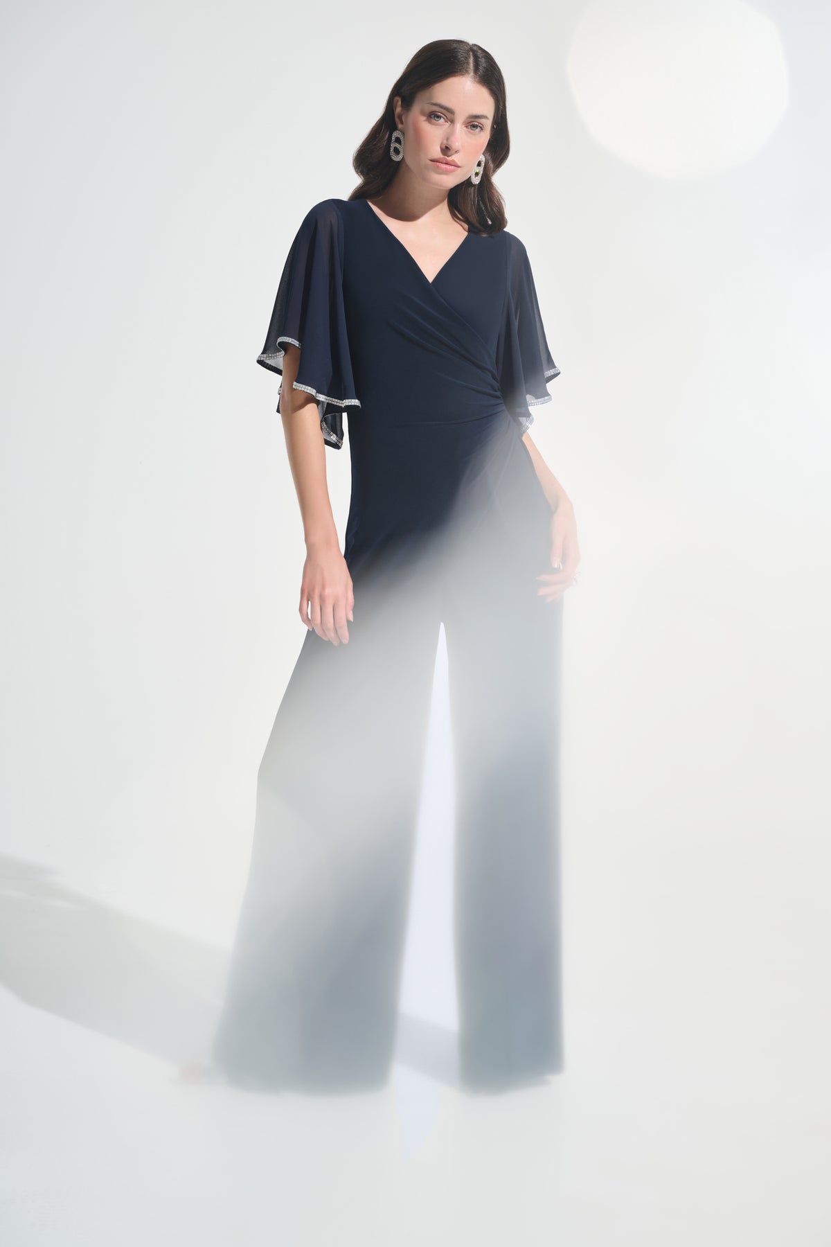 Signature by Joseph Ribkoff Rhinestone Trim Jumpsuit in Midnight 262716