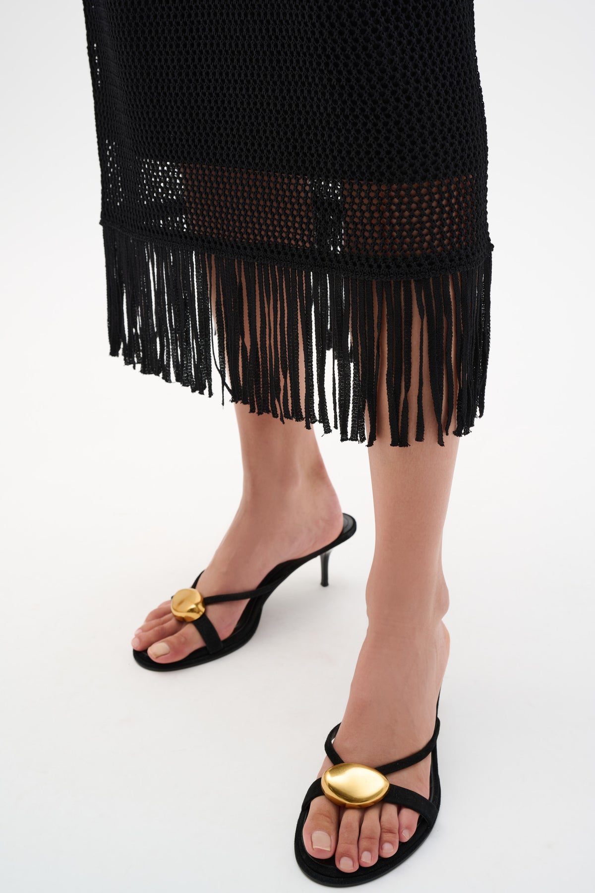 Joseph Ribkoff Fringe Trim Knit Skirt in Black 262929