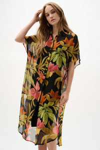 Joseph Ribkoff Chiffon Overshirt in Black Jungle 262949