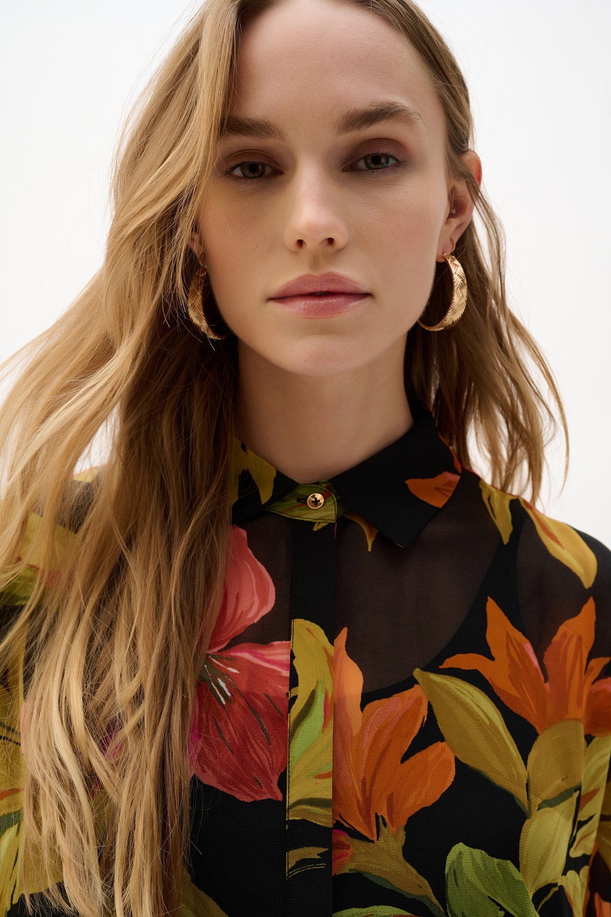 Joseph Ribkoff Chiffon Overshirt in Black Jungle 262949