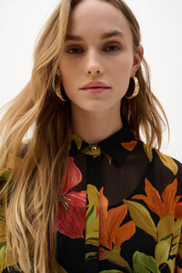 Joseph Ribkoff Chiffon Overshirt in Black Jungle 262949