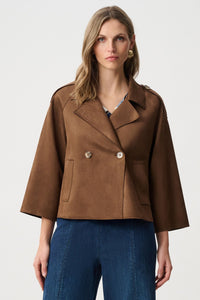 Joseph Ribkoff Faux Suede Boxy Jacket in Brown 263000