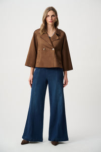 Joseph Ribkoff Faux Suede Boxy Jacket in Brown 263000