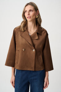 Joseph Ribkoff Faux Suede Boxy Jacket in Brown 263000