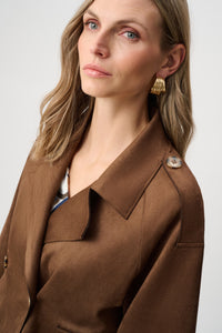 Joseph Ribkoff Faux Suede Boxy Jacket in Brown 263000