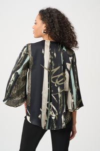 Joseph Ribkoff Satin Top in Black Mint Moonstone 263024