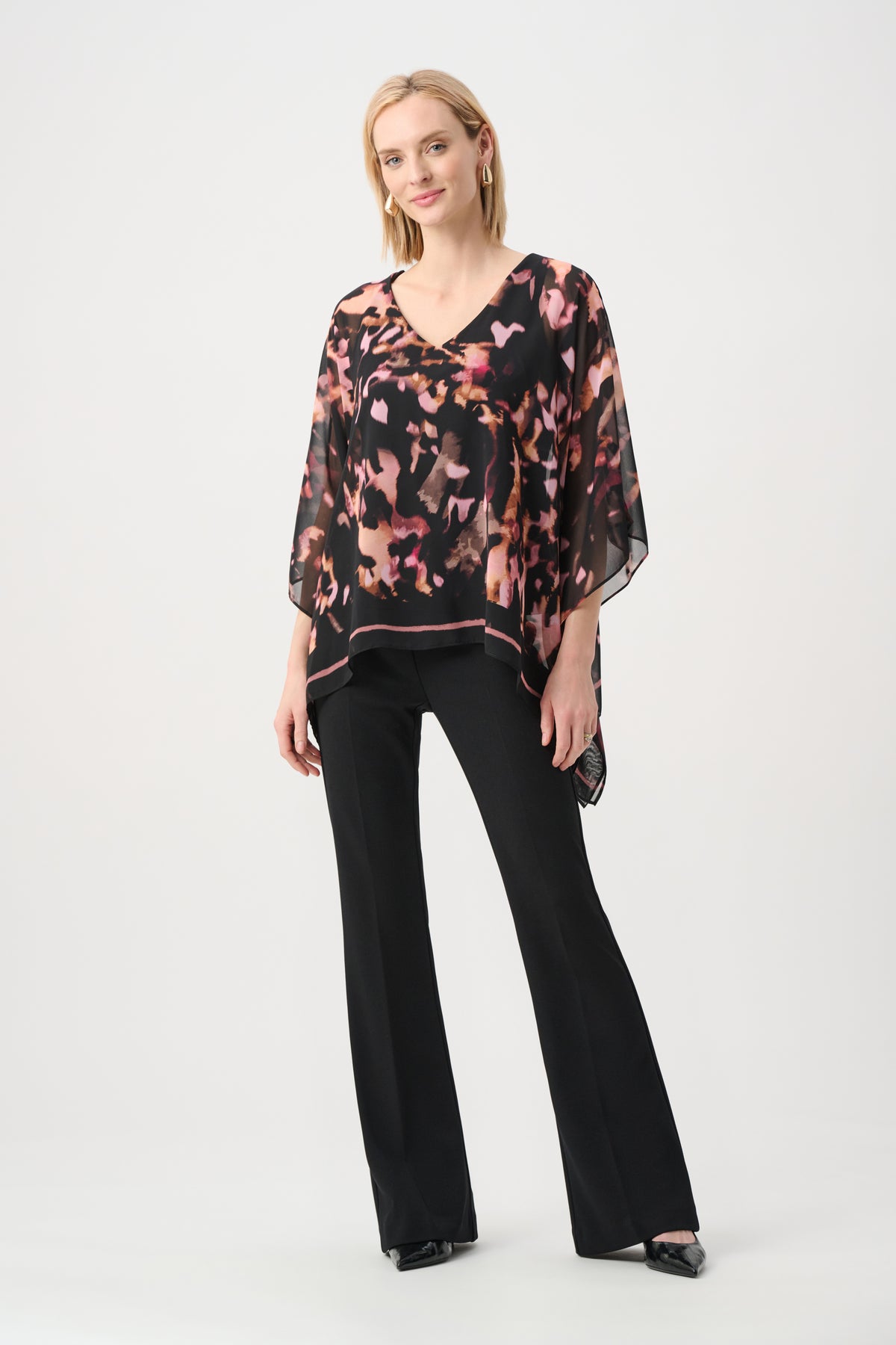 Joseph Ribkoff Poncho Top in Black Blush 263029