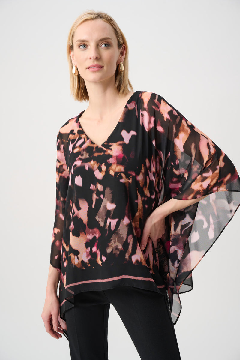 Joseph Ribkoff Poncho Top in Black Blush 263029