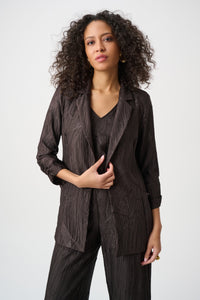 Joseph Ribkoff Crushed Pleated Blazer in Mocha 263050