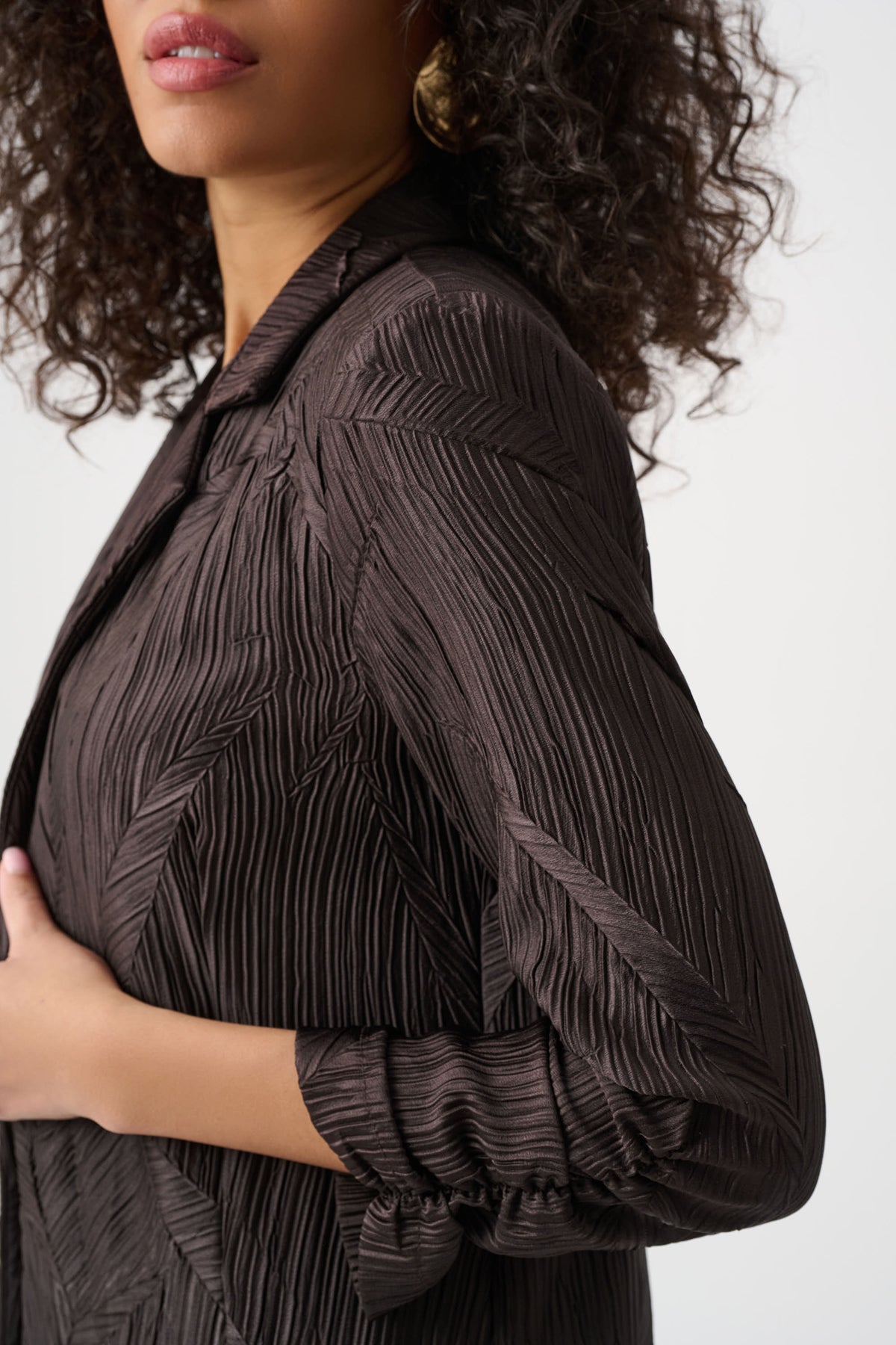 Joseph Ribkoff Crushed Pleated Blazer in Mocha 263050