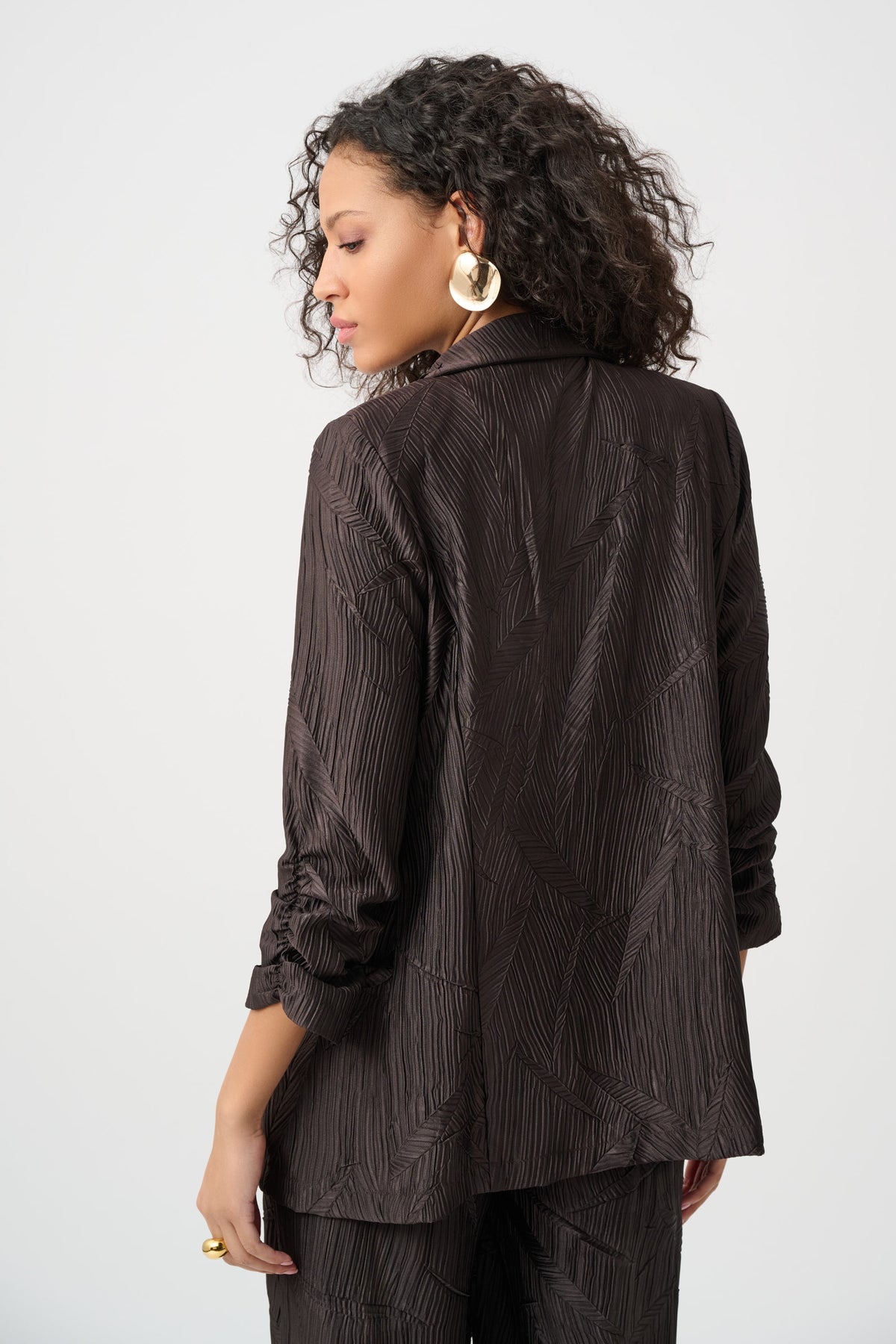 Joseph Ribkoff Crushed Pleated Blazer in Mocha 263050