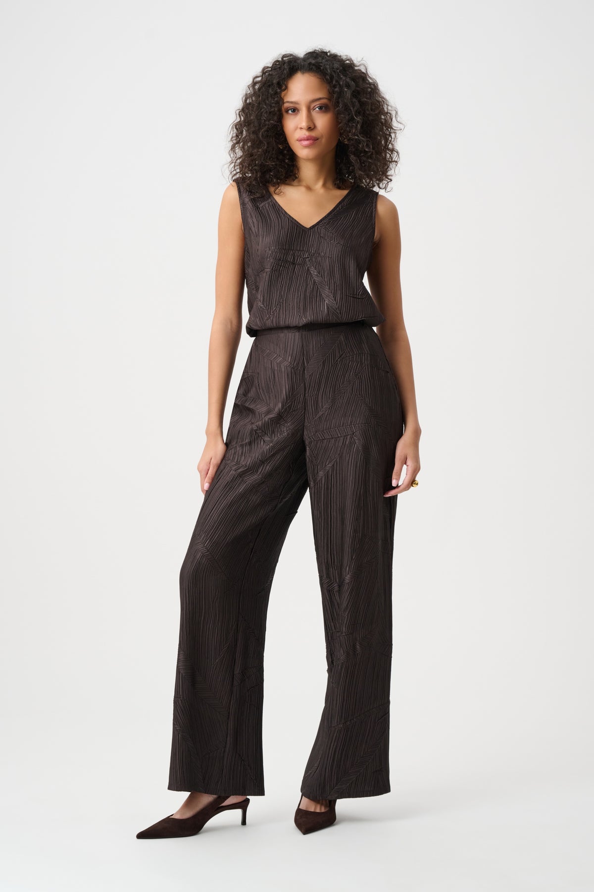 Joseph Ribkoff Crushed Pleated Cami in Mocha 263051