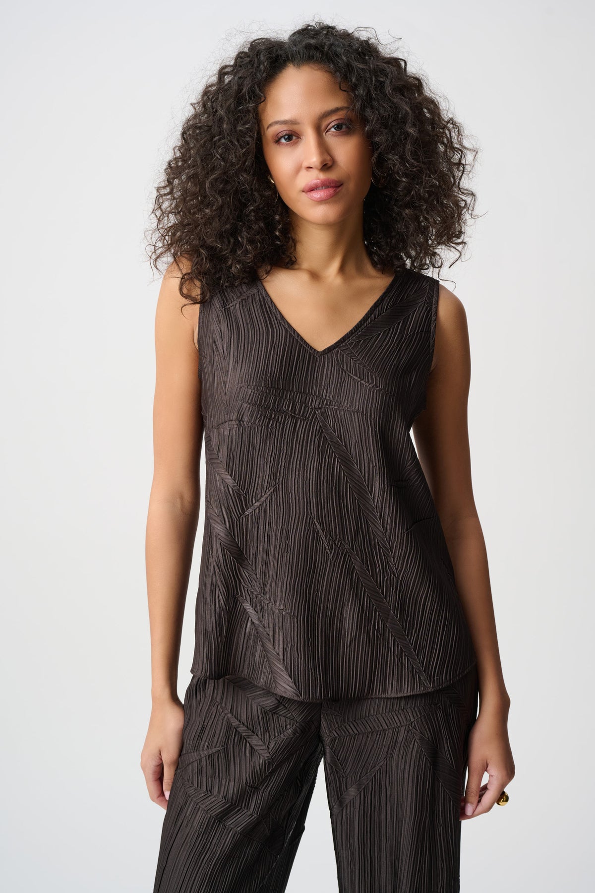 Joseph Ribkoff Crushed Pleated Cami in Mocha 263051