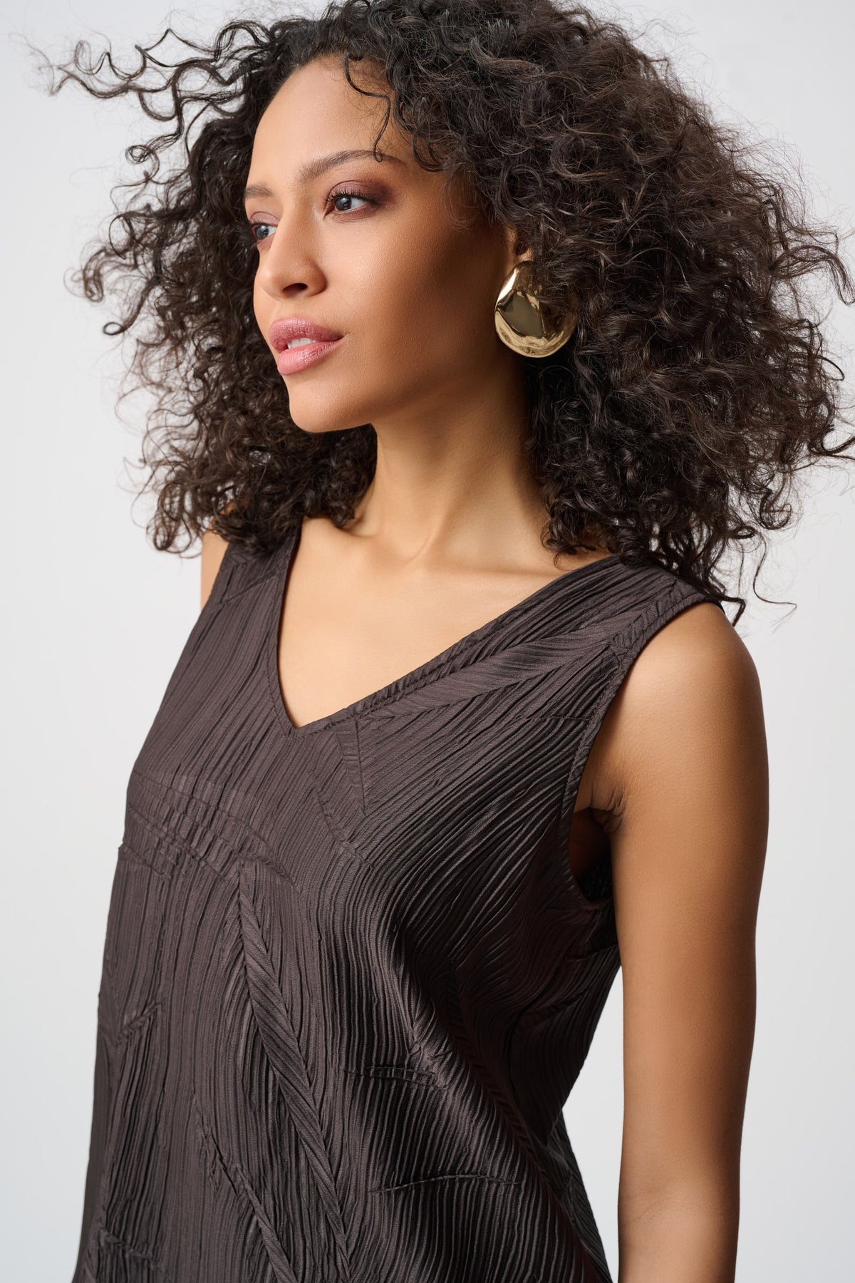 Joseph Ribkoff Crushed Pleated Cami in Mocha 263051