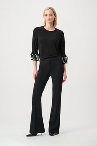 Joseph Ribkoff Ruffled Cuff Top in Black 263066