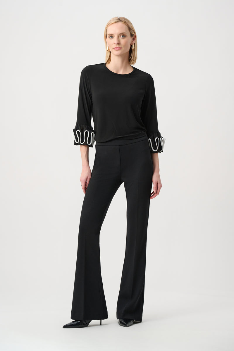 Joseph Ribkoff Ruffled Cuff Top in Black 263066