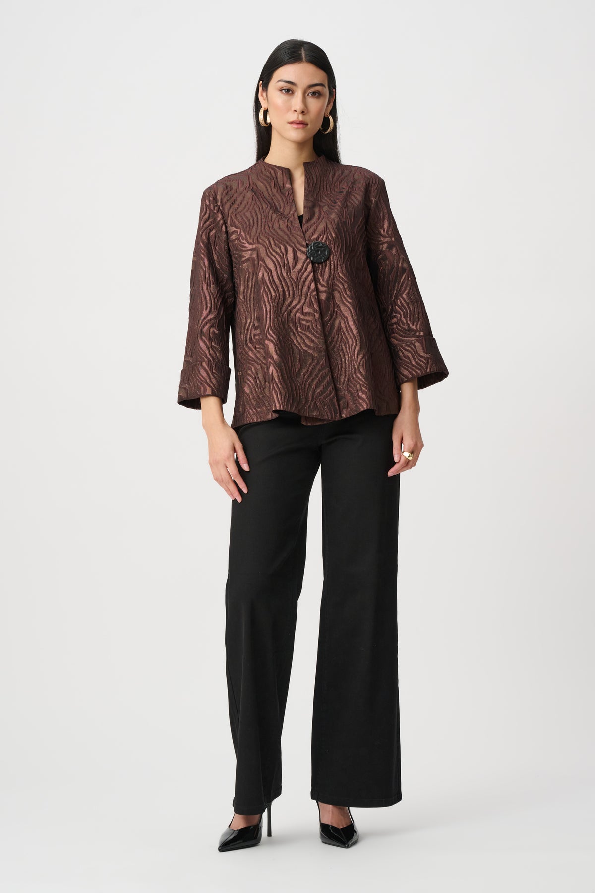 Joseph Ribkoff Jacquard Animal Jacket in Brown 263084