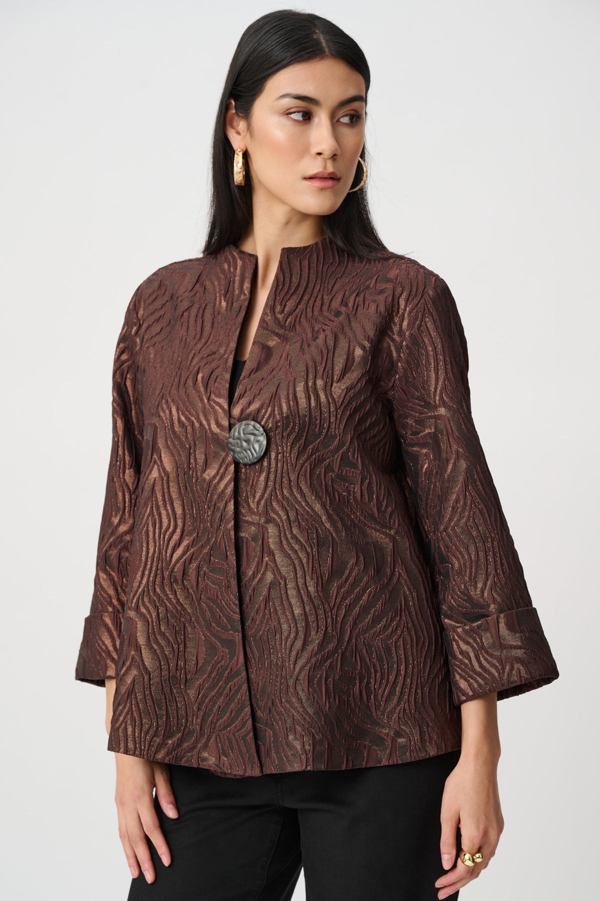 Joseph Ribkoff Jacquard Animal Jacket in Brown 263084
