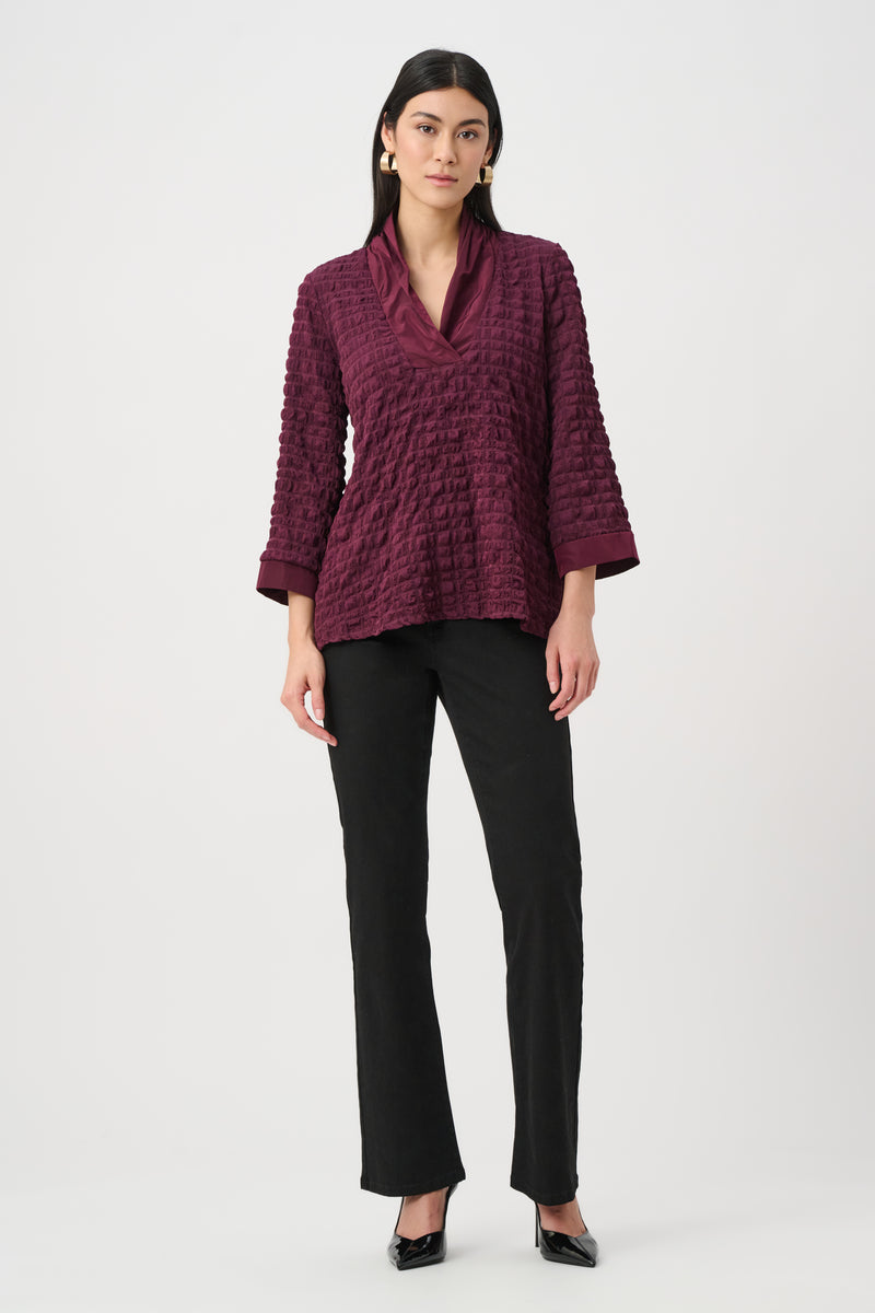Joseph Ribkoff Bubble Jacquard Top in Elderberry 263095