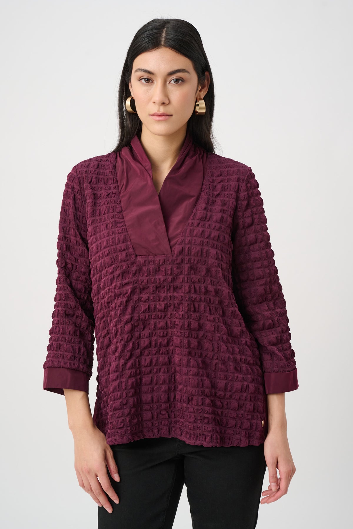 Joseph Ribkoff Bubble Jacquard Top in Elderberry 263095
