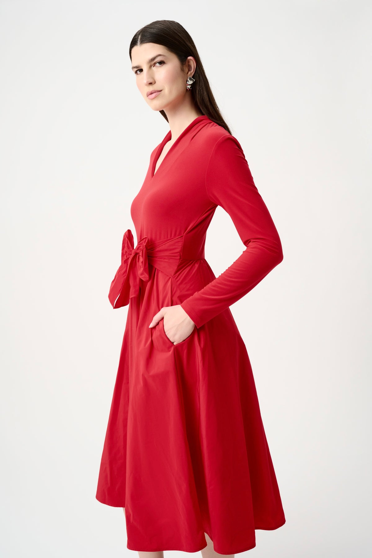 Joseph Ribkoff Memory Fit & Flare Dress in Deep Cherry 263145