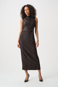 Joseph Ribkoff Crushed Pleated Dress in Mocha 263147