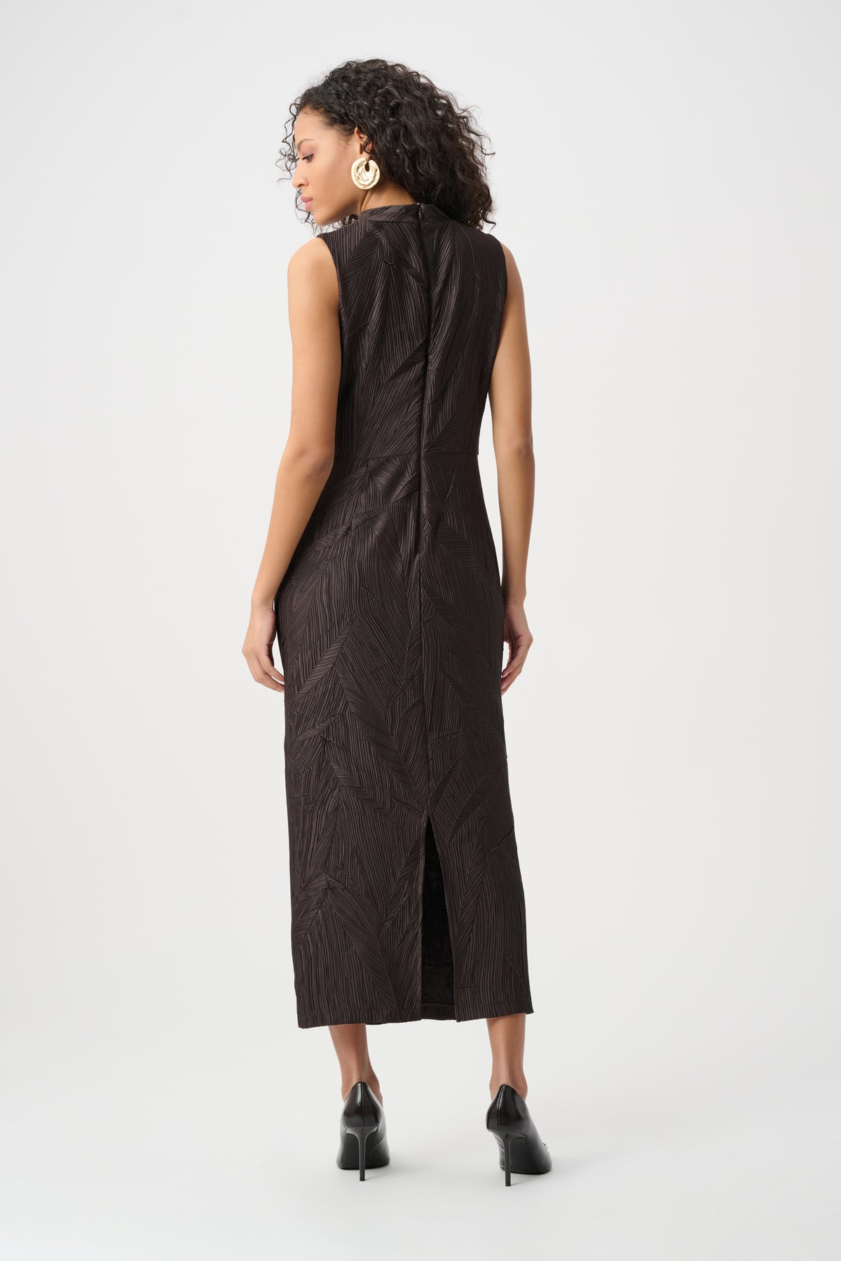 Joseph Ribkoff Crushed Pleated Dress in Mocha 263147