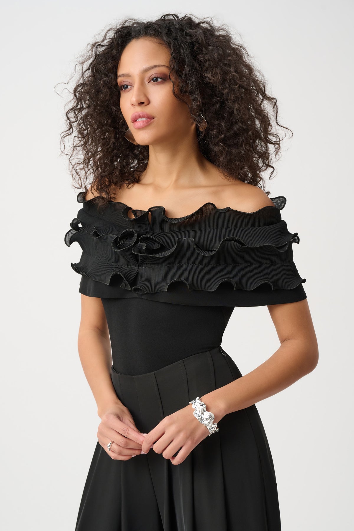Joseph Ribkoff Ruffle Top in Black 263197