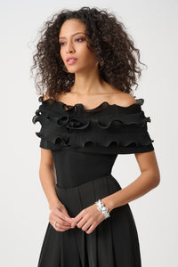 Joseph Ribkoff Ruffle Top in Black 263197