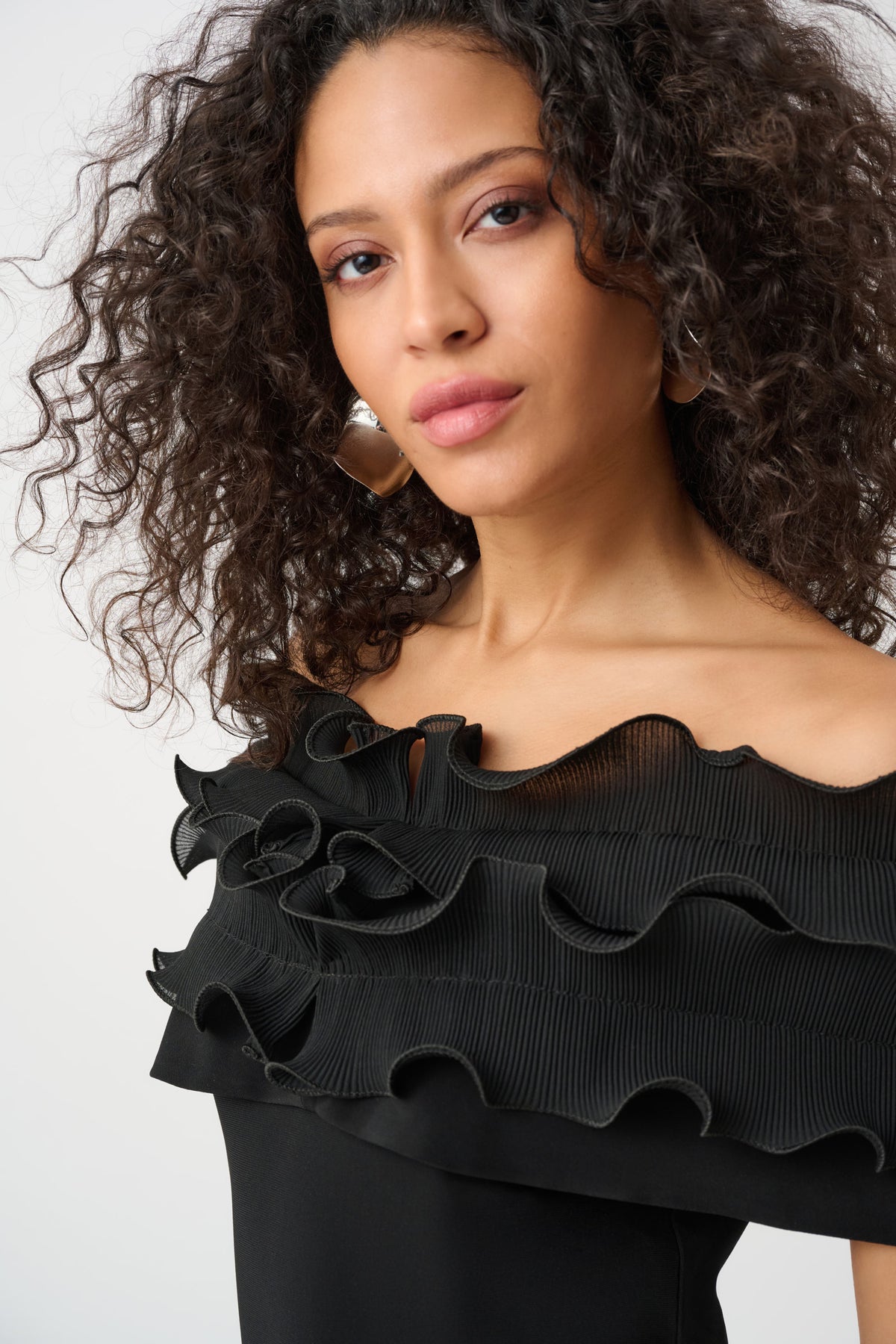 Joseph Ribkoff Ruffle Top in Black 263197