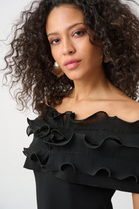 Joseph Ribkoff Ruffle Top in Black 263197