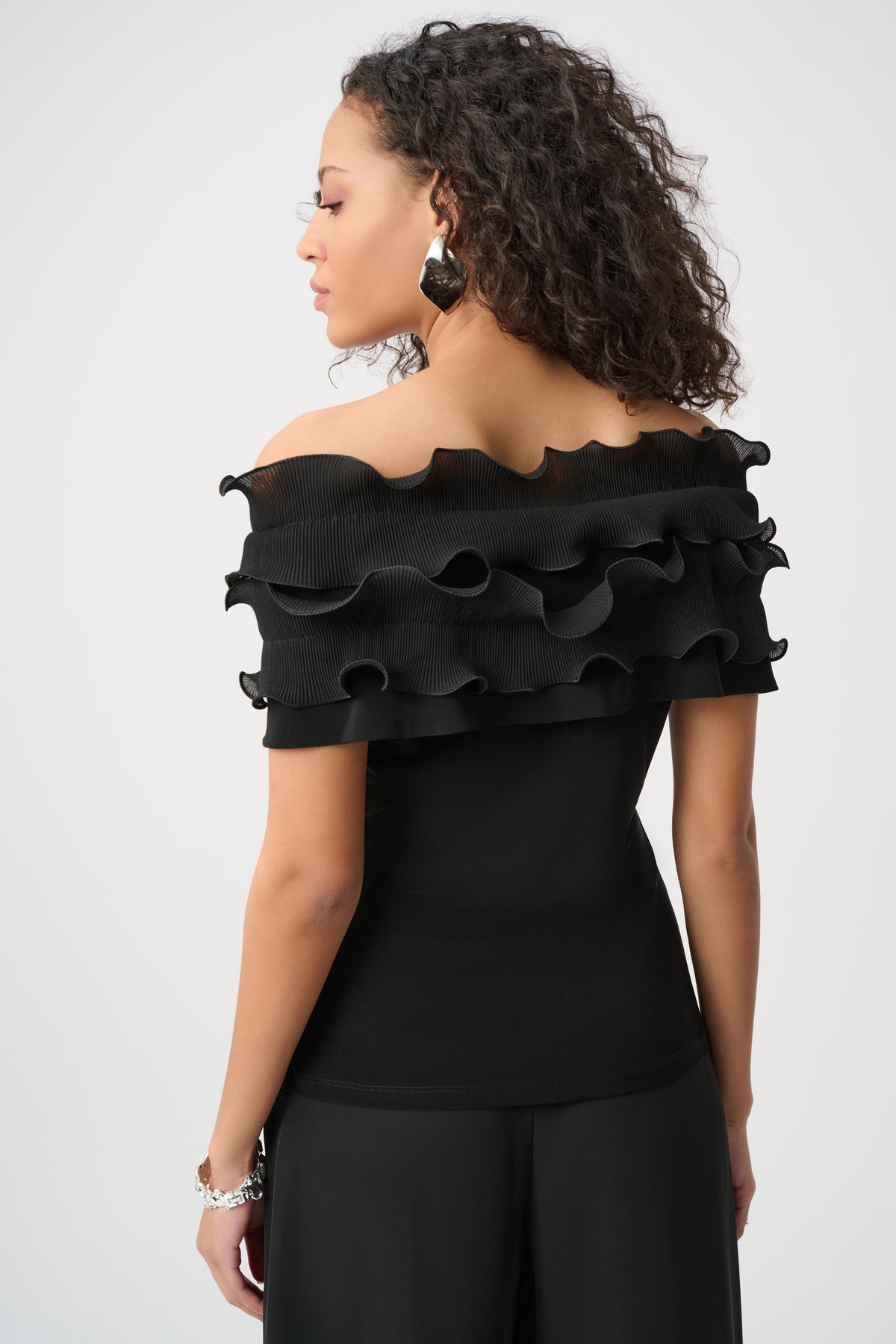 Joseph Ribkoff Ruffle Top in Black 263197
