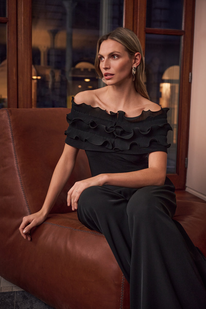 Joseph Ribkoff Ruffle Top in Black 263197