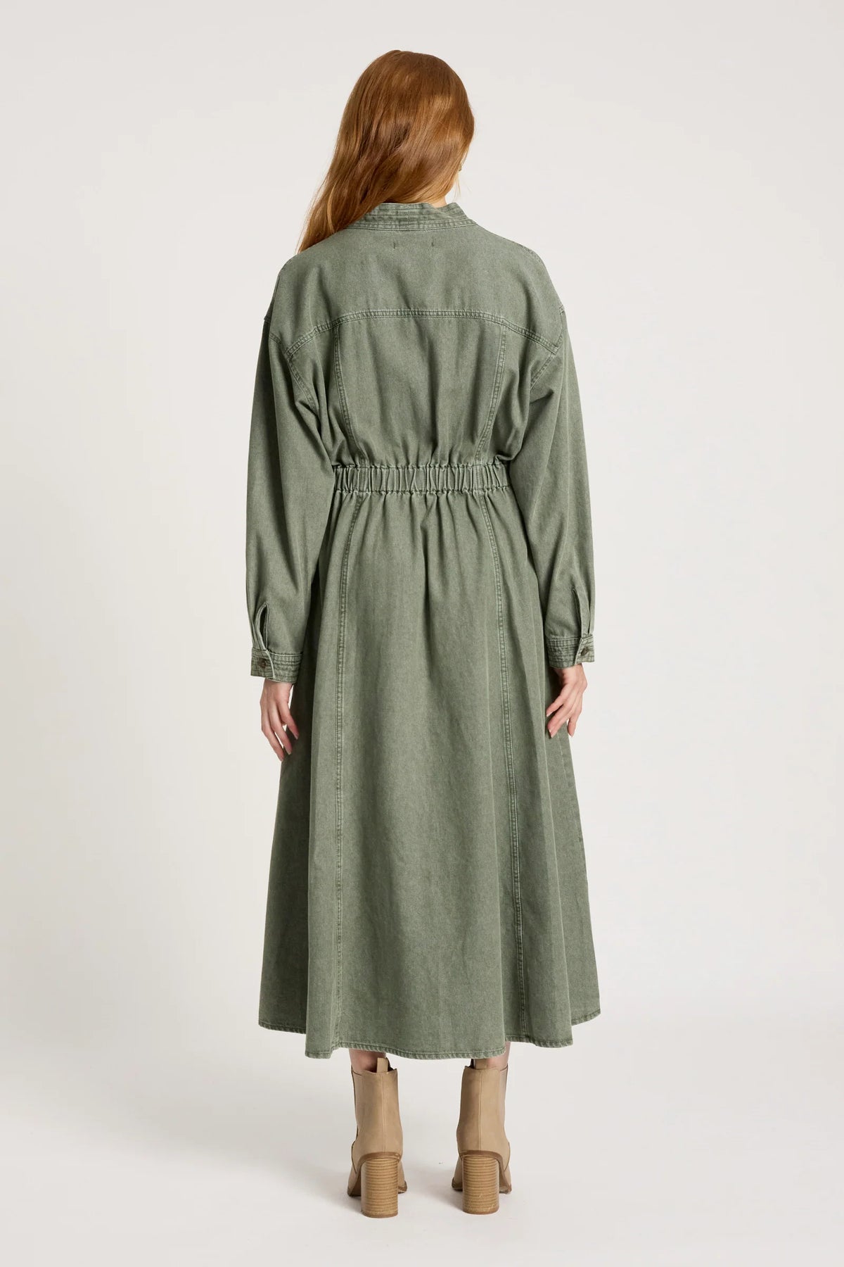 Eb & Ive Bodhi Denim Dress in Olive