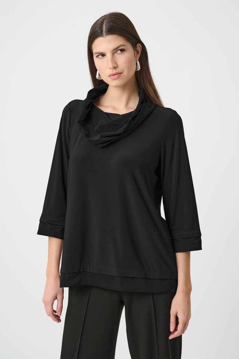 Joseph Ribkoff Memory Cowl Neck Top in Black 263640