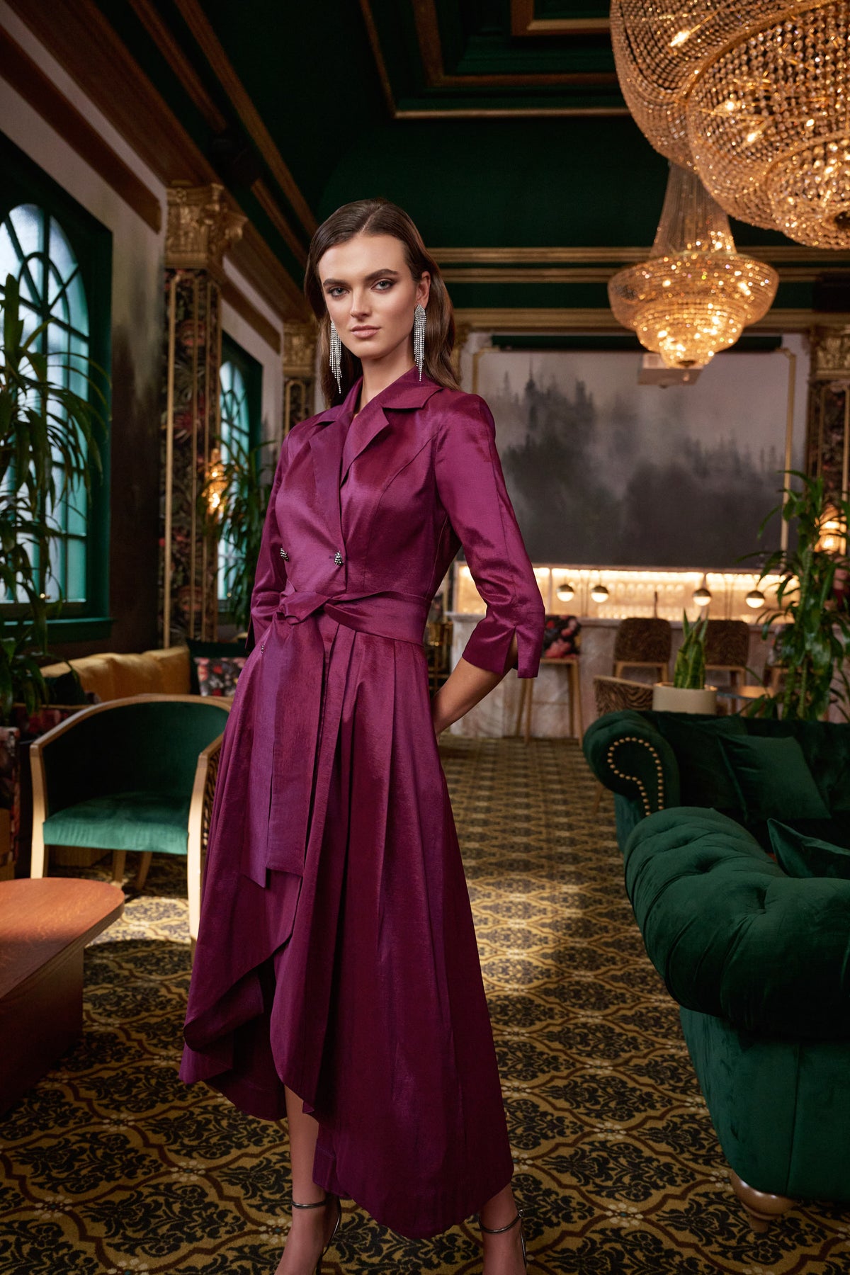 Signature by Joseph Ribkoff Taffeta Gown in Berry Burst 263704