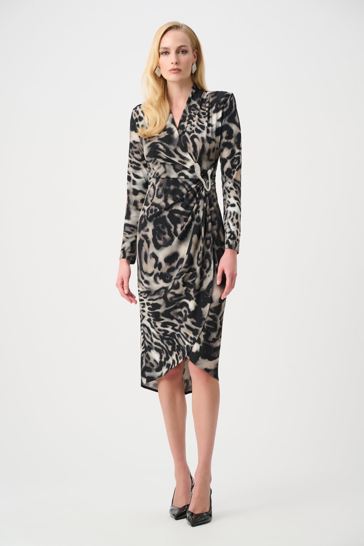 Signature by Joseph Ribkoff Dress in Grey Animal 263710