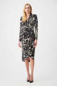 Signature by Joseph Ribkoff Dress in Grey Animal 263710