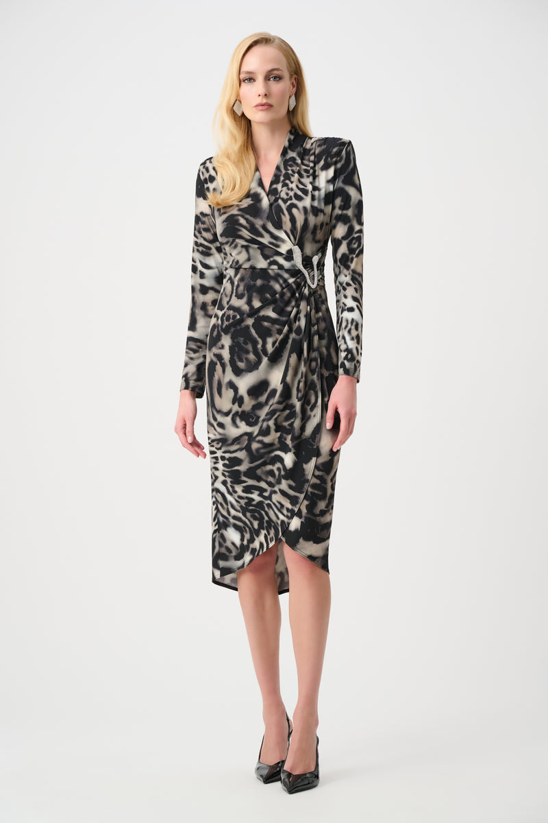 Signature by Joseph Ribkoff Dress in Grey Animal 263710
