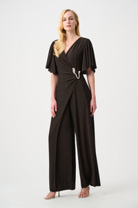 Signature by Joseph Ribkoff Jumpsuit in Bronze Sparkle 263717