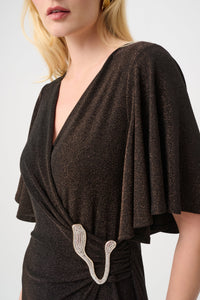 Signature by Joseph Ribkoff Jumpsuit in Bronze Sparkle 263717