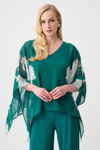 Signature by Joseph Ribkoff Poncho Top in Green 263730