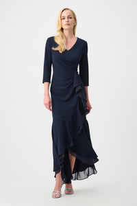 Signature by Joseph Ribkoff Ruffled Gown in Midnight 263741