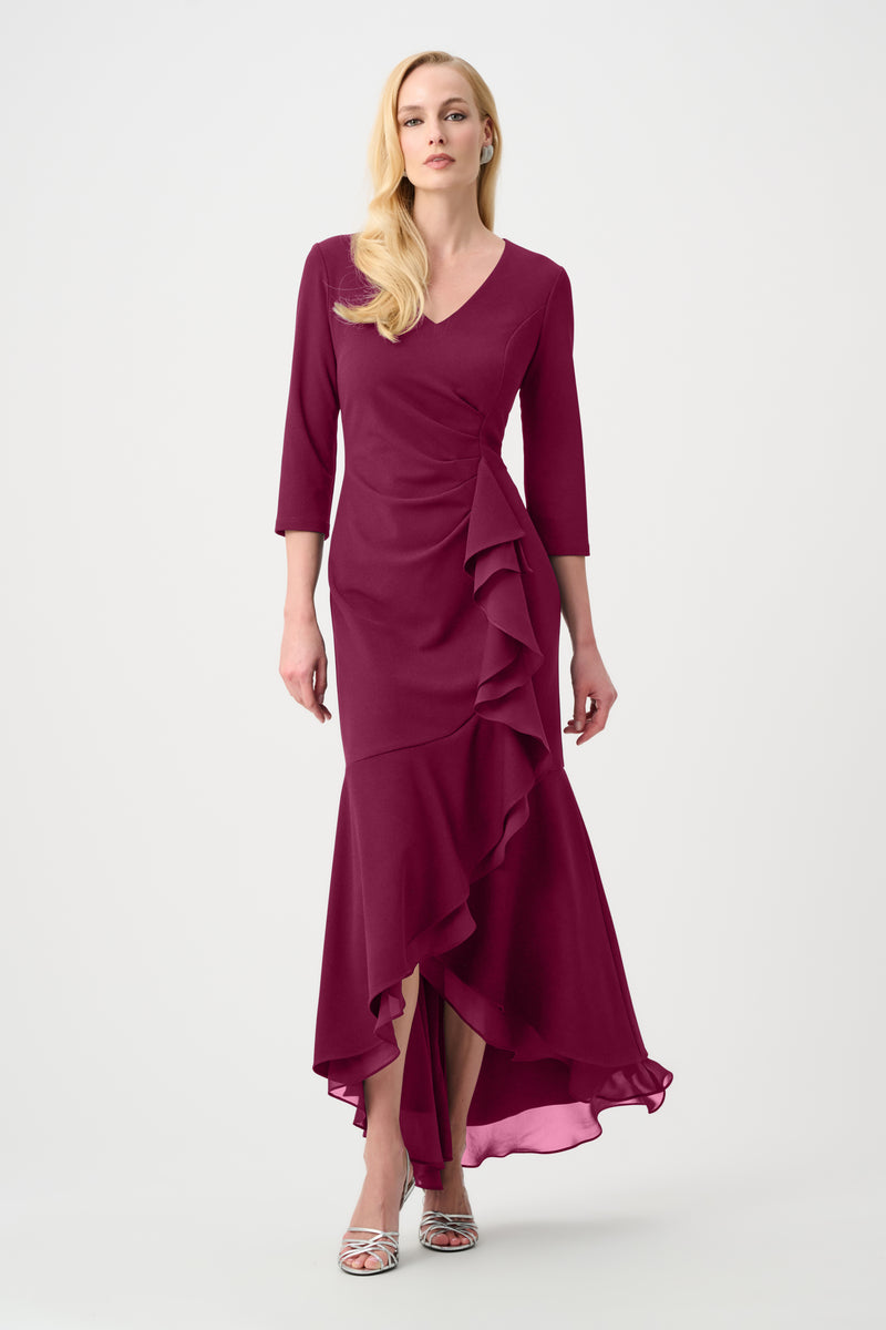Signature by Joseph Ribkoff Ruffled Gown in Berry Burst 263741