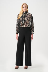 Signature by Joseph Ribkoff Bow Tie Top in Grey Animal 263743